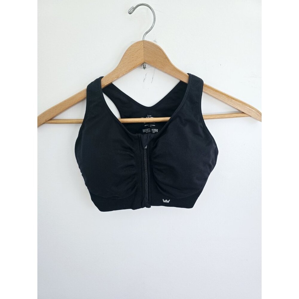 Shefit Lounge Bra Size 3Luxe Wireless Lined Front Zipper Closure Black Racerback
